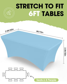 Pureegg spandex tablecloth 6ft blue mist offers wrinkle resistance for a smooth setup.