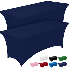 Pureegg spandex 6ft fitted-edge tablecloth showing secure fit and wrinkle resistance.