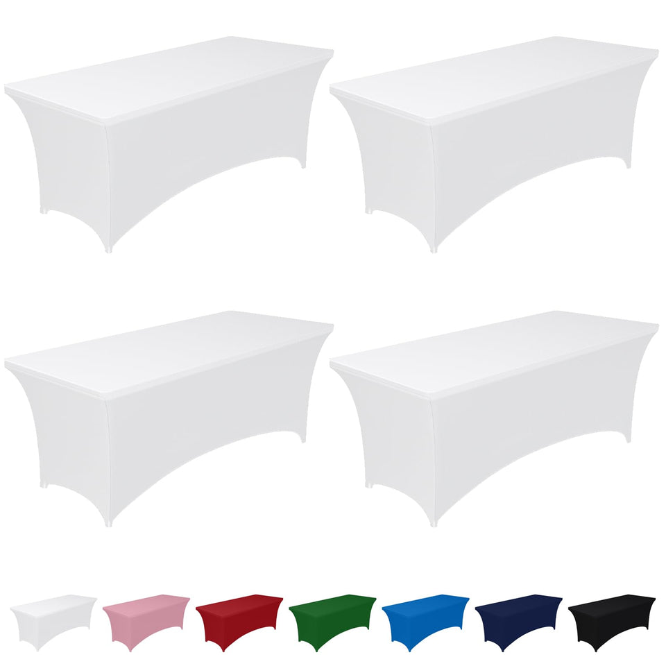 Pureegg Spandex tablecloth on a 6ft table shows snug, wrinkle-free look.