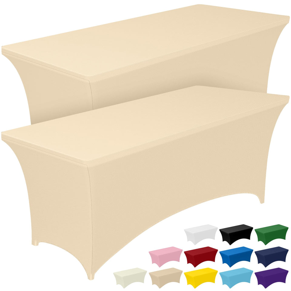 Pureegg spandex tablecloth fits 6ft rectangle tables securely with wrinkle-free finish