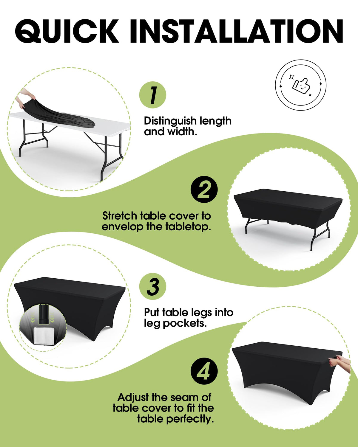 Pureegg tablecloth with twin-needle stitching detail reinforces edges.