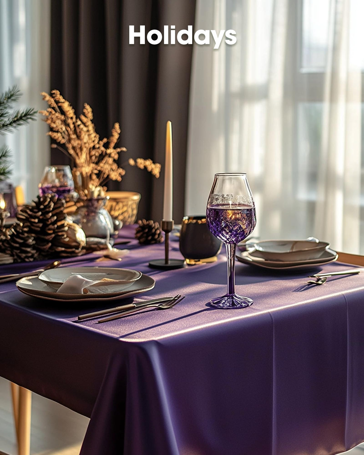 Pureegg Summerween decor purple tablecloth for seasonal celebrations.