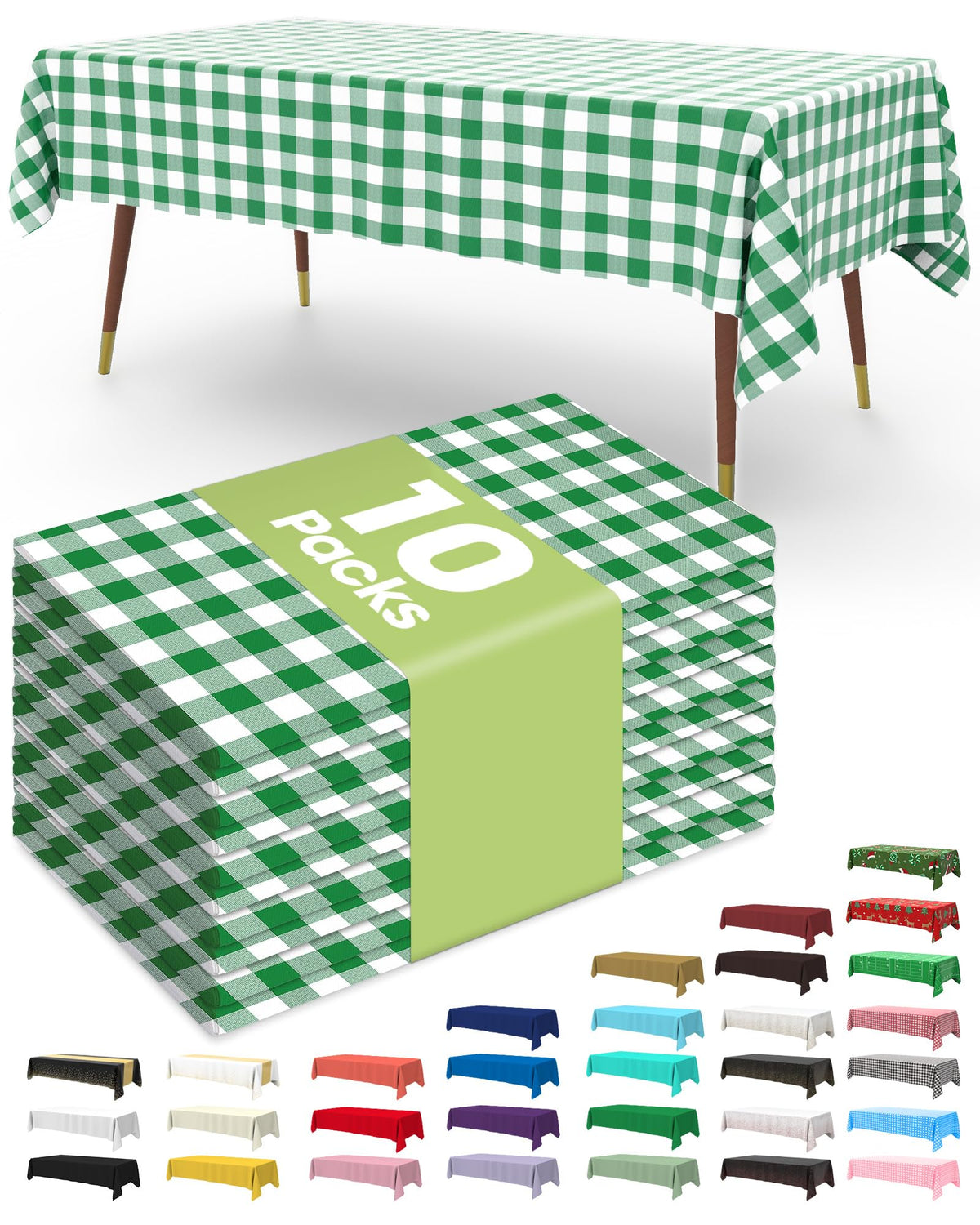 Pureegg premium table cover 54x108 inch black with green plaid protects surfaces