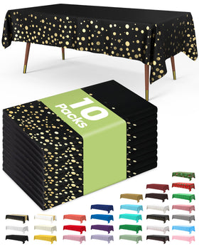 Pureegg tablecloth 54x108 inches in black and gold for 8ft tables; spill protection.