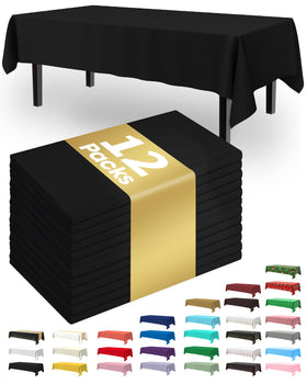 Pureegg 54x108 inch tablecloth on a white rectangle table protects surfaces.