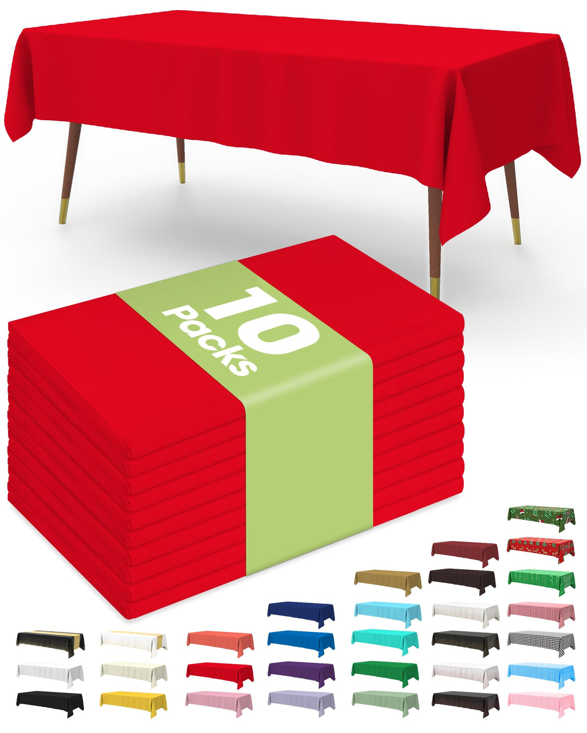 Pureegg red 54x108 tablecloth packaged for quick party setup and cleanup.