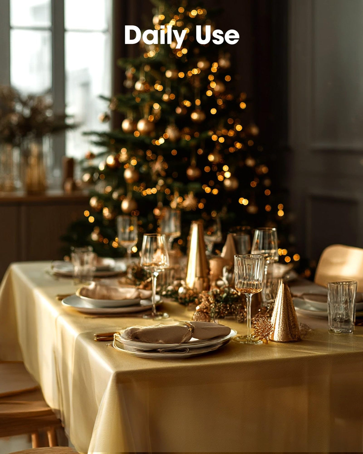 Pureegg 8ft-friendly rectangle tablecloth fits long tables neatly.