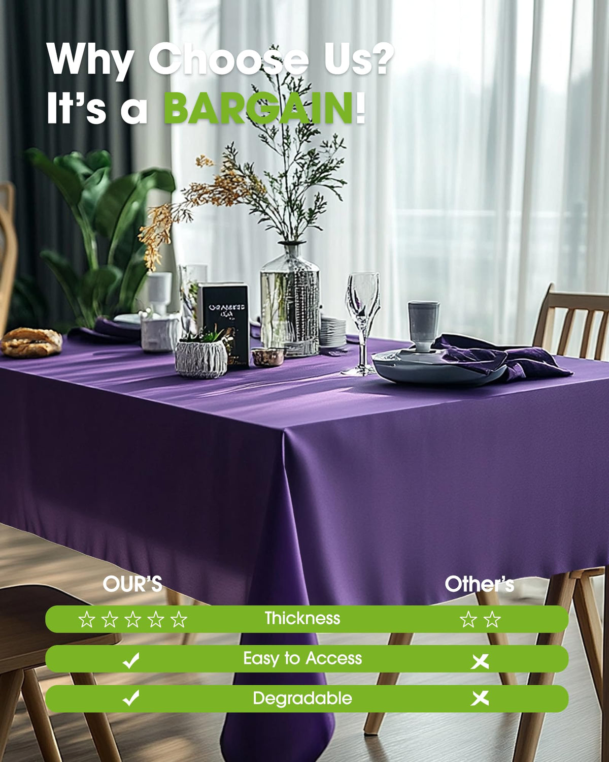 Outdoor picnic with Pureegg tablecloth showcases versatile use under sunny conditions.