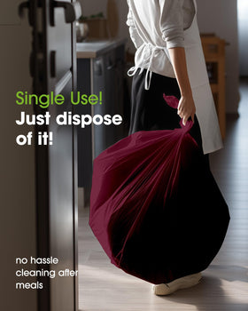 Pureegg burgundy tablecloth used on outdoor picnic table.