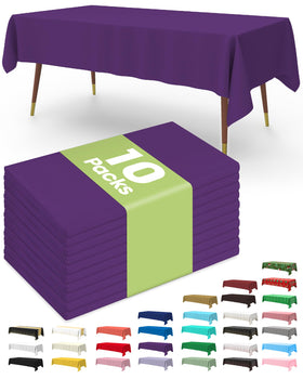 Pureegg tablecloth rectangle 54x108 purple on table for spill protection.
