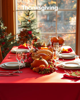 Rectangular-fit Pureegg tablecloth covering a long table for gatherings.