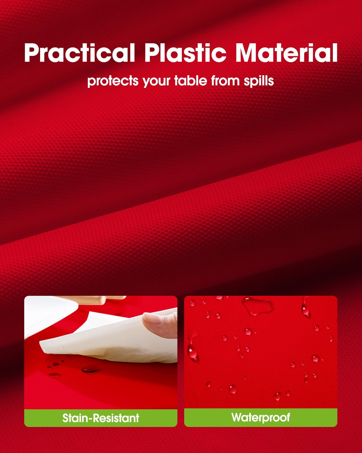 Pureegg red tablecloth laid on dining table for protection and style.