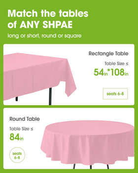 Pureegg thick PEVA tablecloth resists tearing for sturdy table coverage during events.