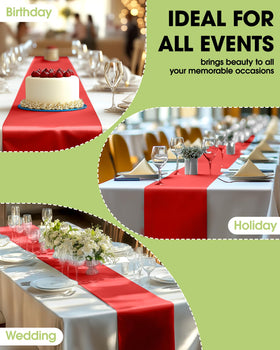 Pureegg table runner pairs with various tablecloth colors for versatile themes.