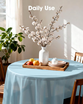 Pureegg wedding round tablecloth enhances reception table settings.