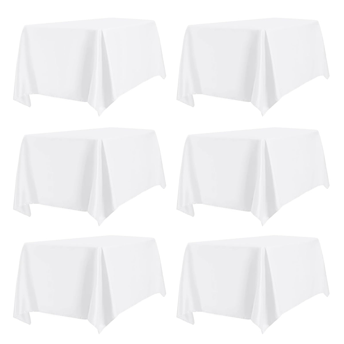 PureFit six-pack rectangle white tablecloth 60x102 inch for home dining and events.