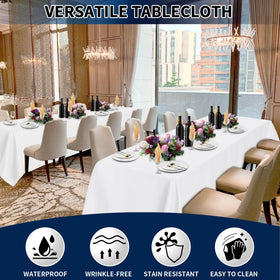 PureFit stain-resistant tablecloth that cleans up easily after spills and messes.