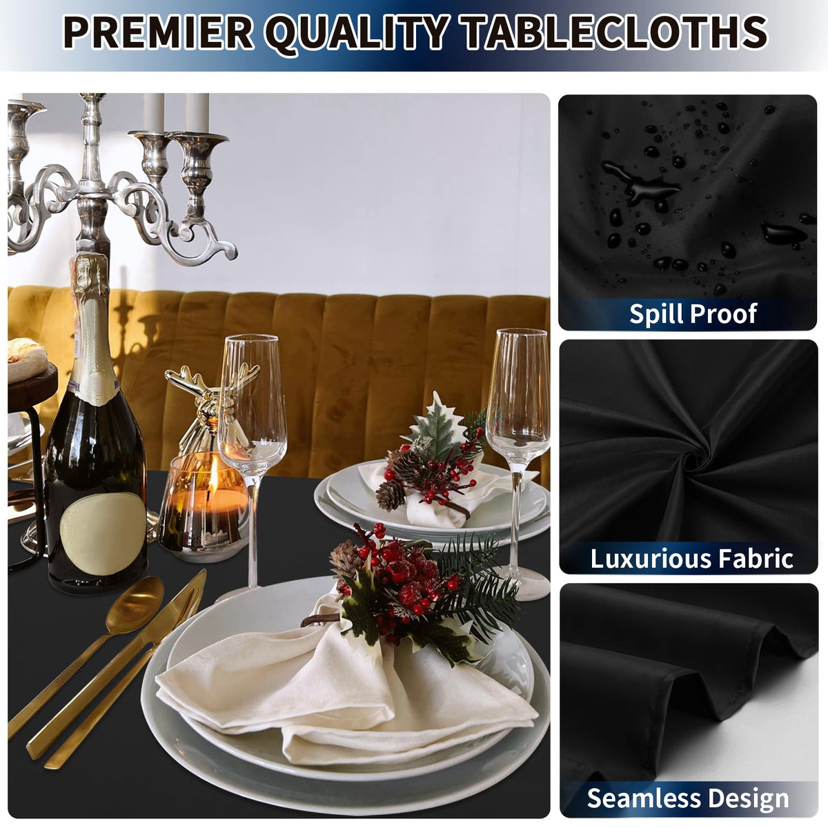 Wrinkle-free seamless finish enhances the table presentation with PureFit tablecloth.