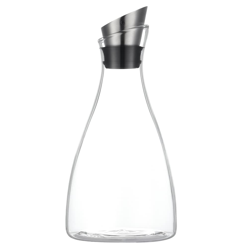 Purefold 50oz borosilicate glass carafe with lid for hot and cold beverages.