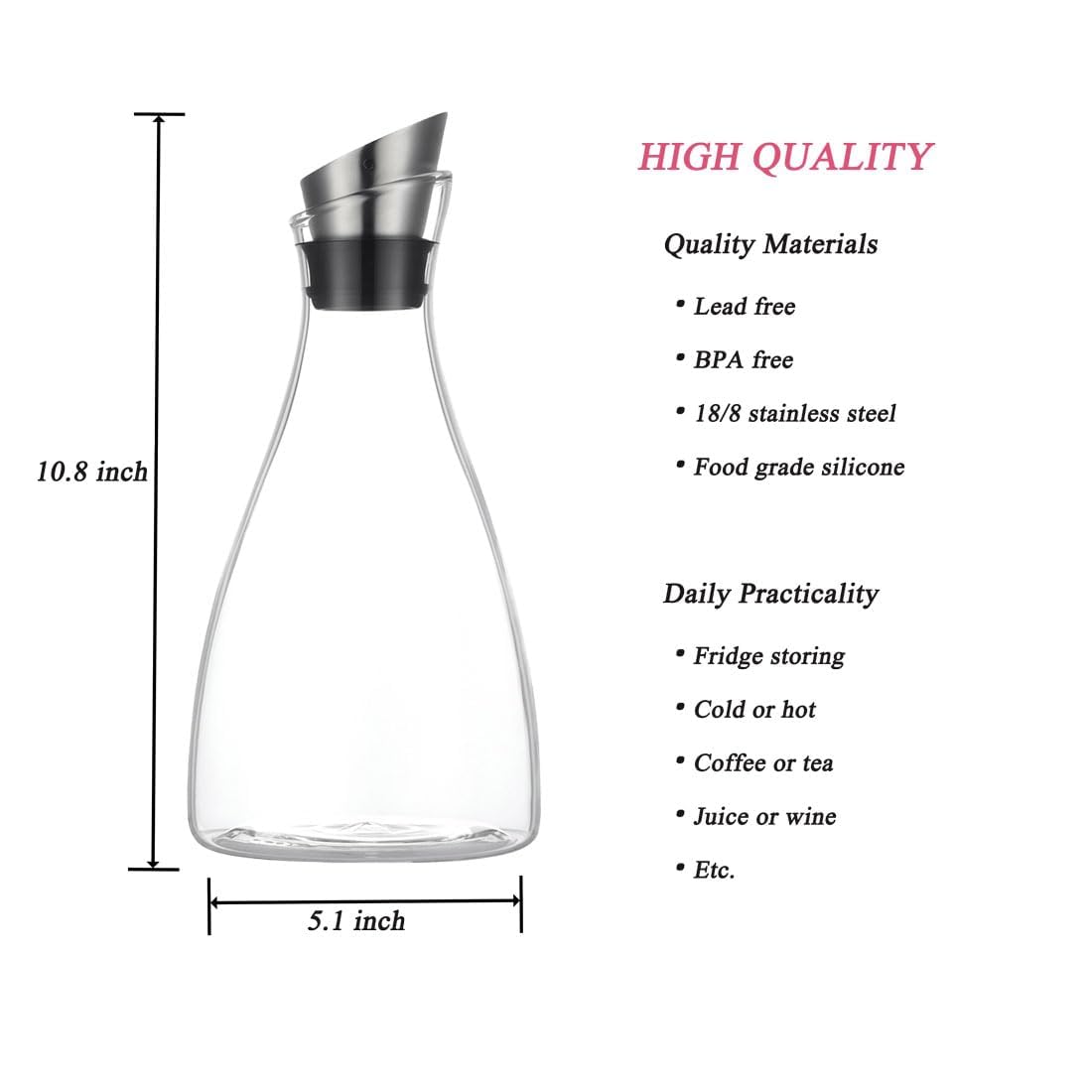Purefold elegant carafe with large handle for comfortable grip during meals.