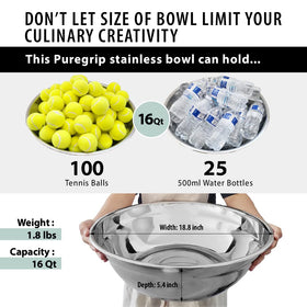 PureGrip 16 Qt bowl, side handle view, durable for steady pouring