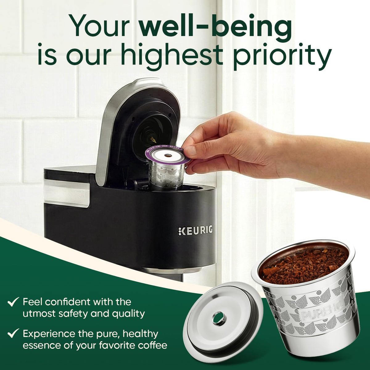 PureHQ two-pack K-Cup set provides cost-saving, reusable options for home or office.