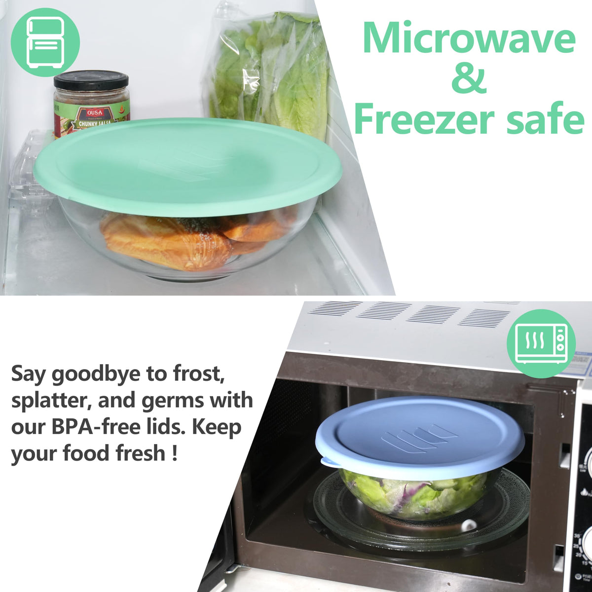 Purekra lid-seal closeup shows a tight fit on glass bowls