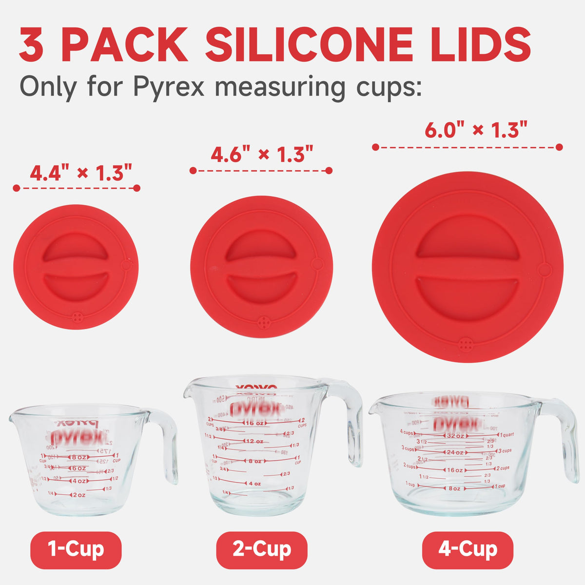 Purekra silicone lid fits 2-cup Pyrex for precise pouring and strain control