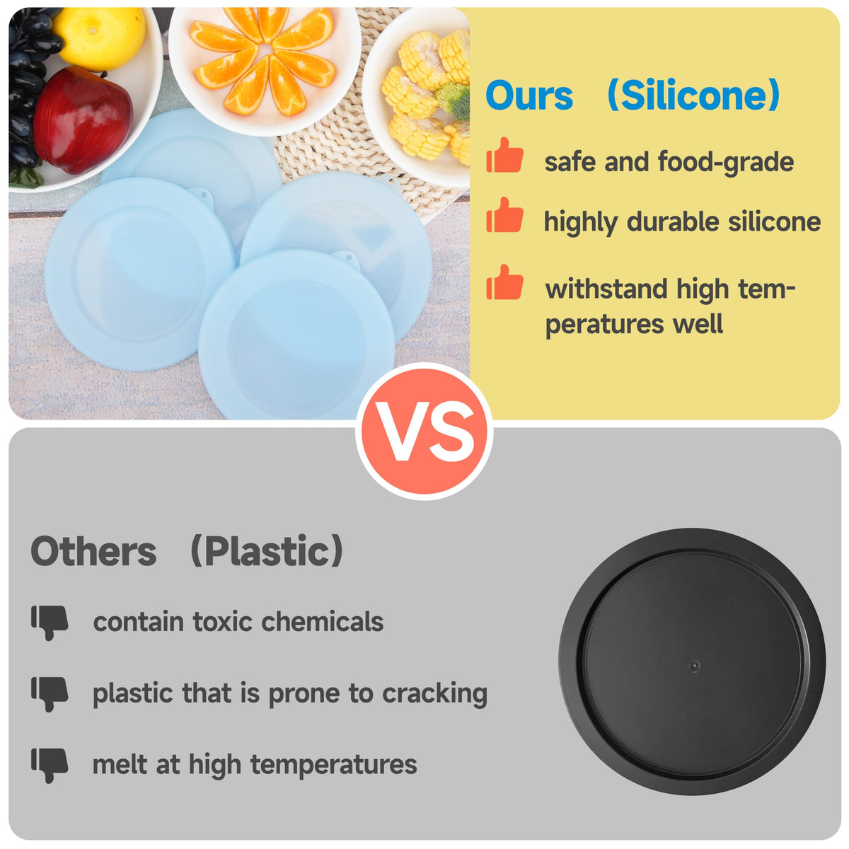 Purekra silicone lid for Corelle 18-oz bowl, freezer-safe storage.