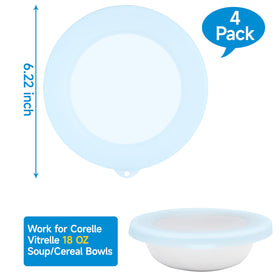 Purekra silicone lid for Corelle 18-oz bowl, tight-fit design prevents leaks.