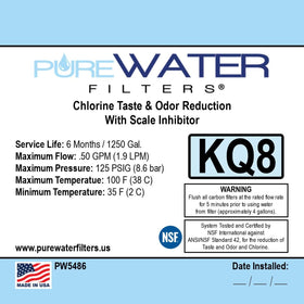 PureWater Kq8 check valve protects against backflow.