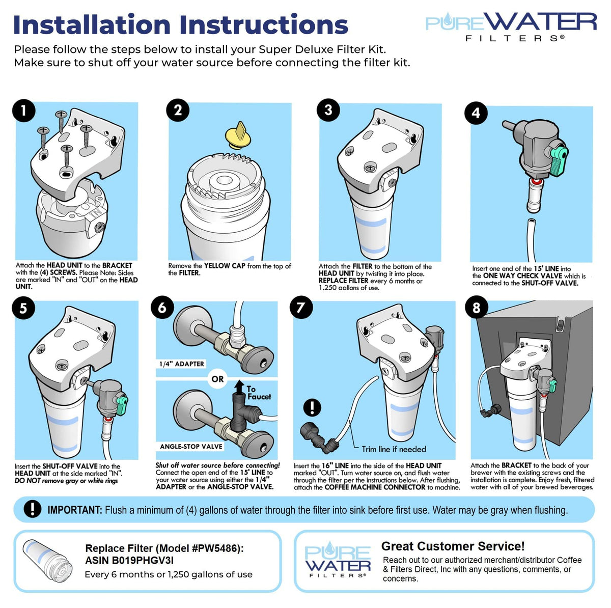 PureWater Kq8 installation instructions guide DIY setup.