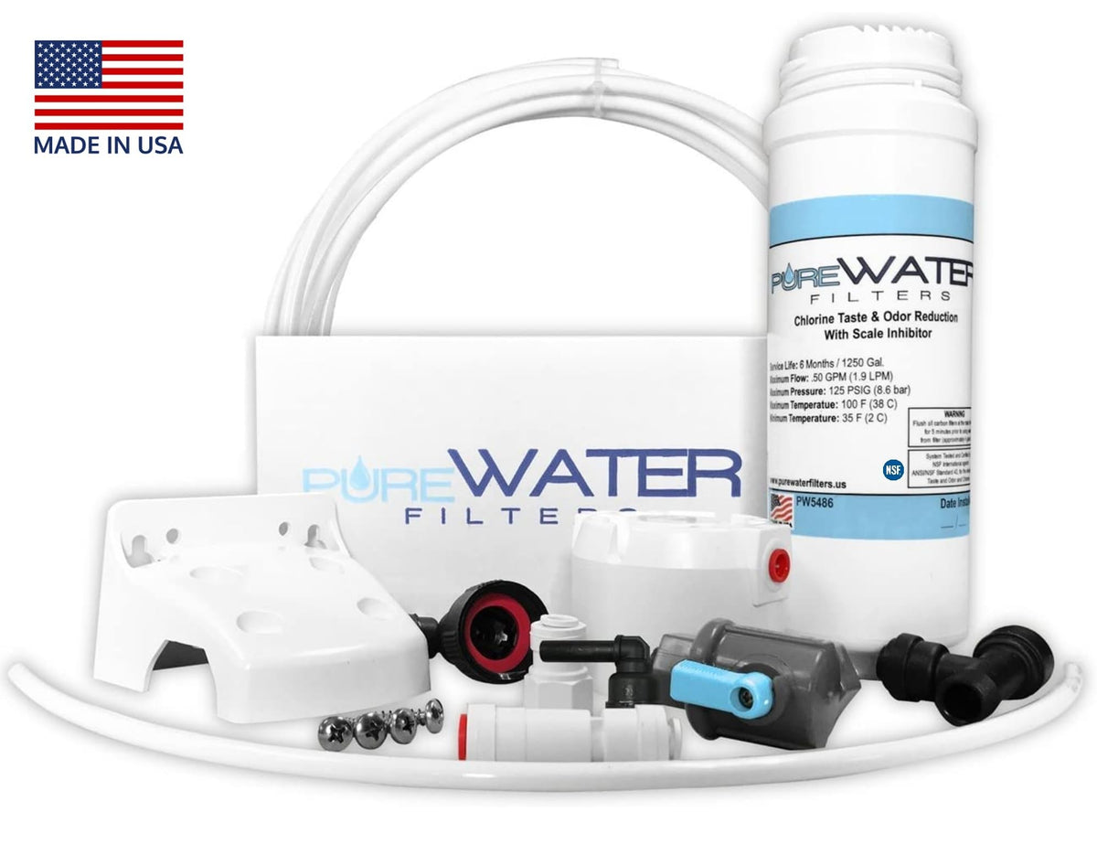 PureWater Kq8 water line connector provides a tight connection.