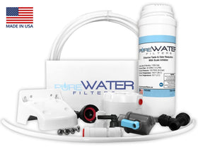 PureWater Kq8 water line connector provides a tight connection.