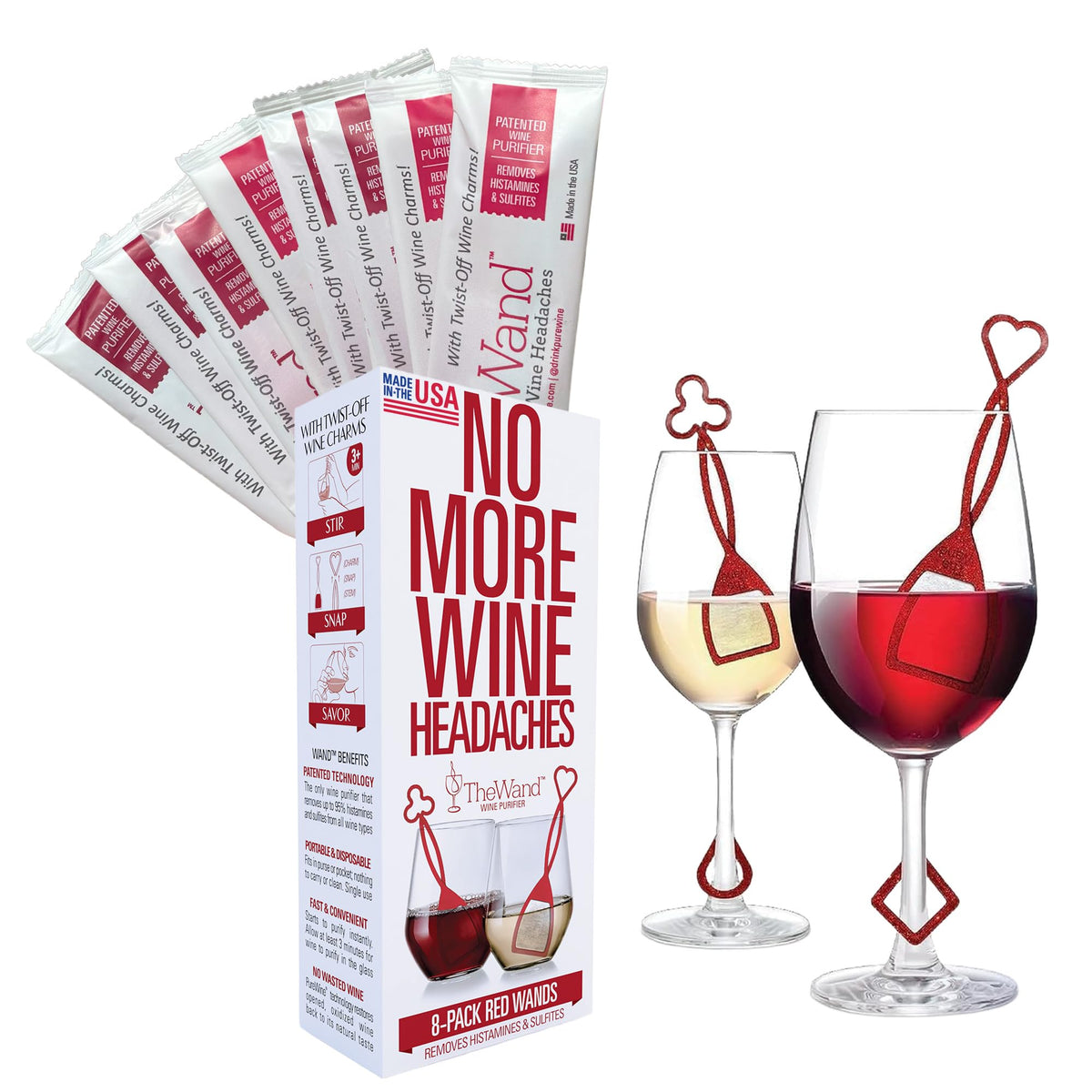 PureWine The Wand purifier packaging front, ideal for gifting and travel.
