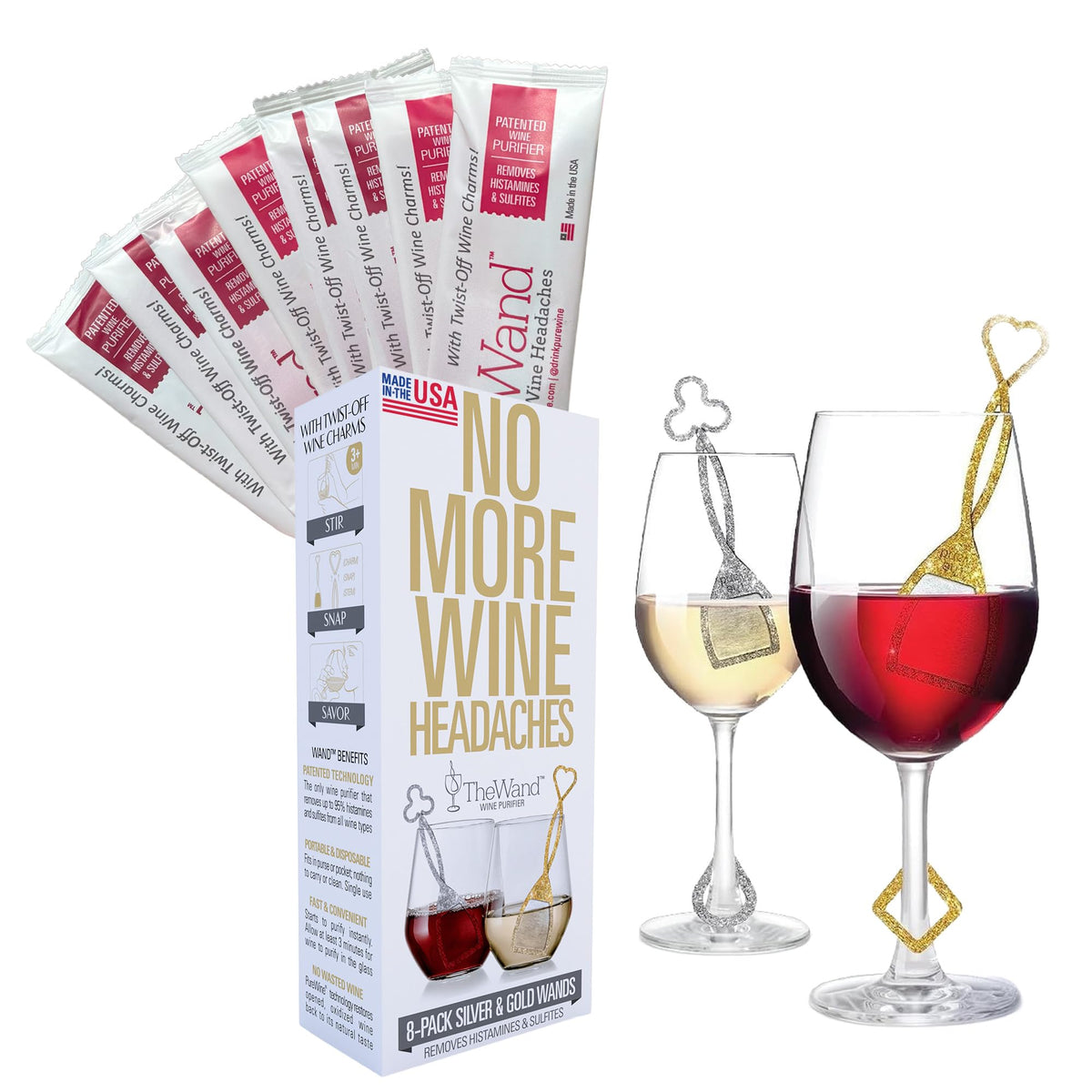 PureWine The Wand wine purifier packaging showcases a premium, gift-ready presentation.