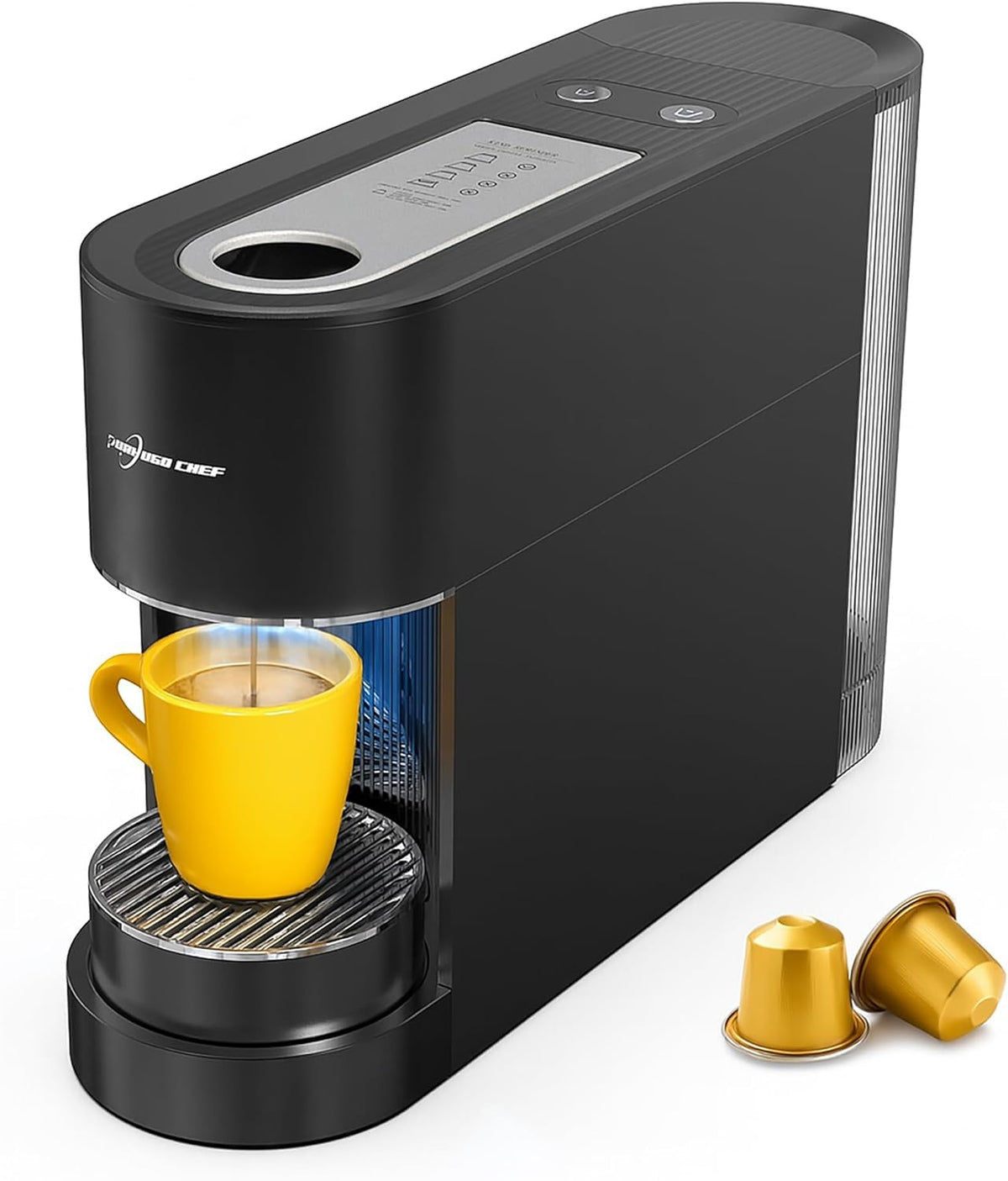 PURHUGO CHEF espresso machine front view for compact kitchen spaces