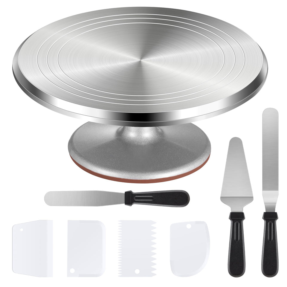 Puroma 12-inch cake turntable aluminum stand for stable decorating.
