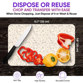 Purple Dot cutting board sheet for meat and poultry provides a sturdy, portable prep surface.