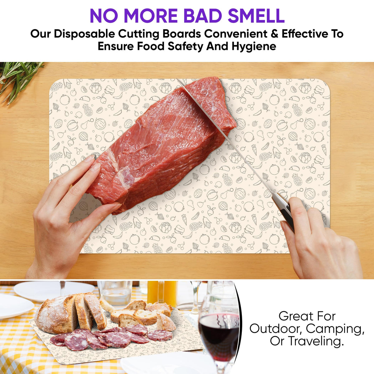 Purple Dot cutting board sheet for vegetables gives ample space for chopping and prep.