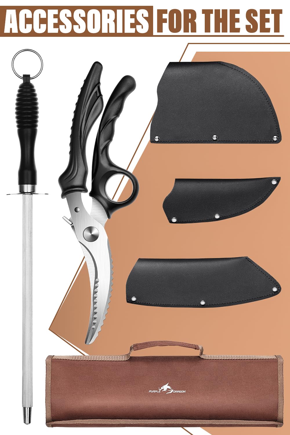 Purple Dragon finger-hole design knives for secure grip and precise cuts.