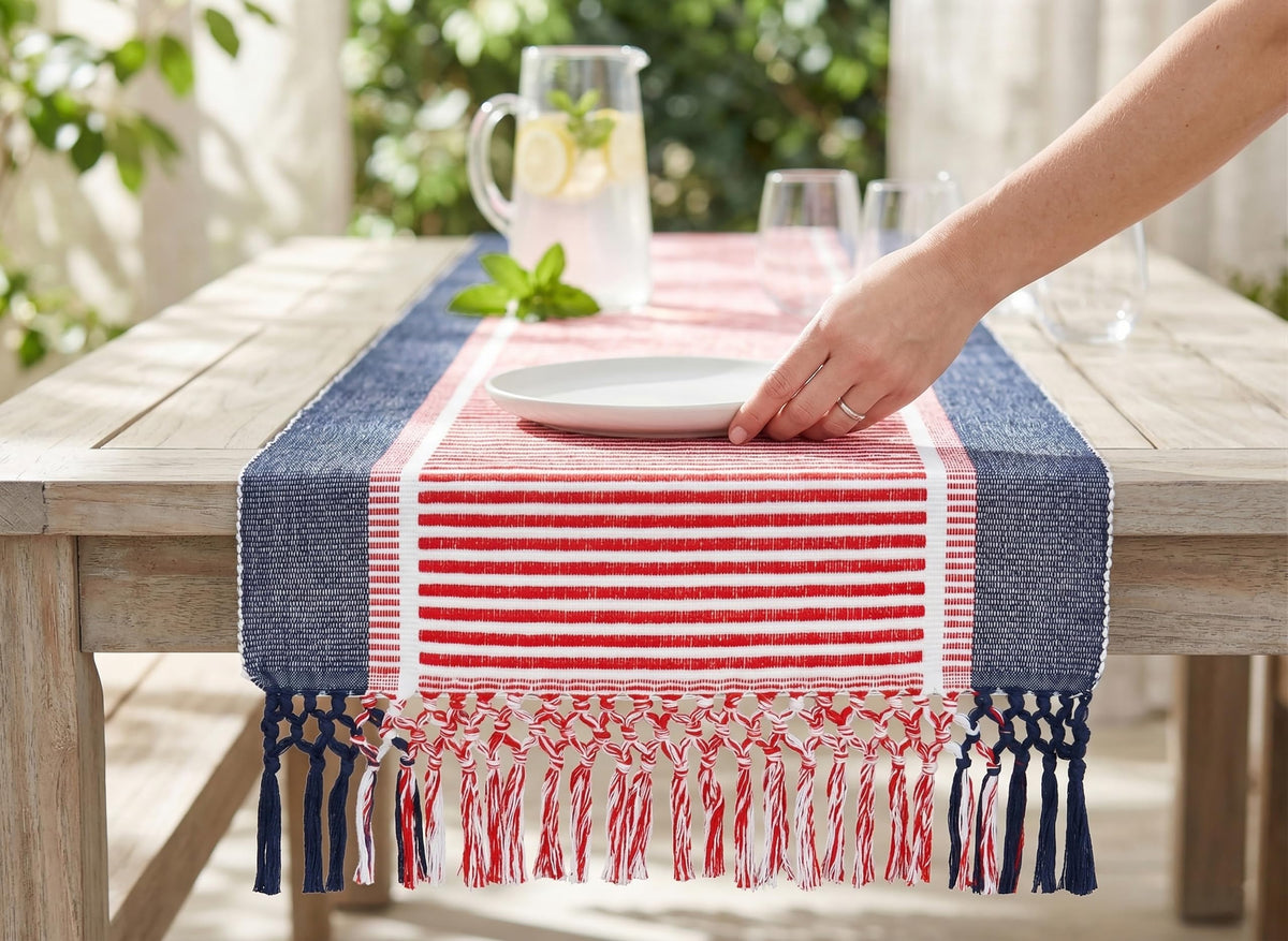 PurpleEssences cotton table runner brightens dining spaces with soft fabric and easy-care cleaning.