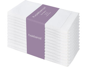 PurpleEssences hemstitch cotton napkins 18x18 white for elegant dining