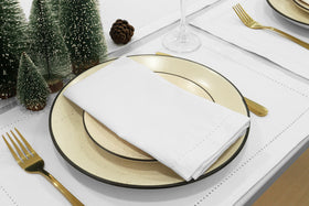PurpleEssences napkins shown as washable and durable dining linen
