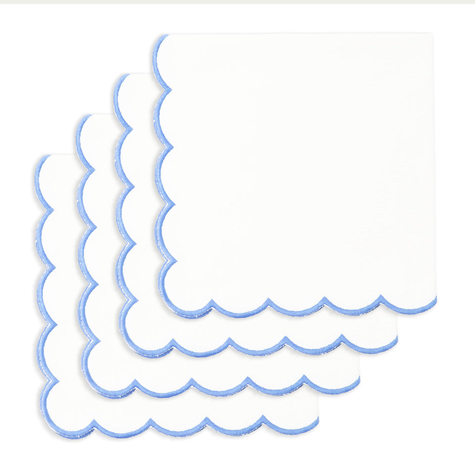 PurpleEssences scalloped-embroidery napkin 18x18 in white adds refined cotton texture to table decor for elegant dining