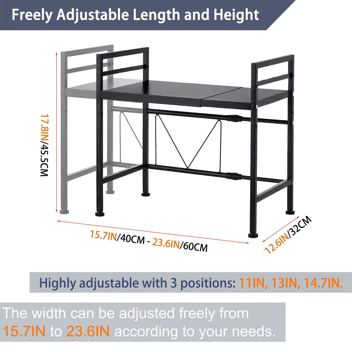 PUSDON rack with rustproof matte finish resists wear and cleans easily.
