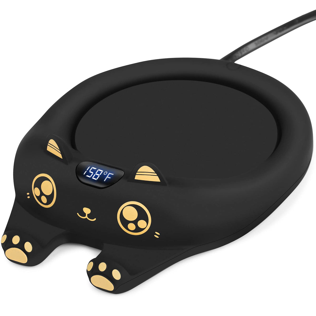 PUSEE Mug Warmer on a desk setup keeps coffee comfortably warm during long workdays.