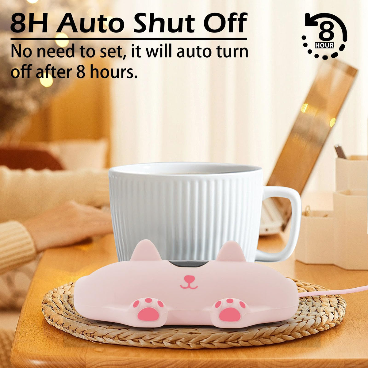 PUSEE mug warmer with flat-bottom cups delivers better heating