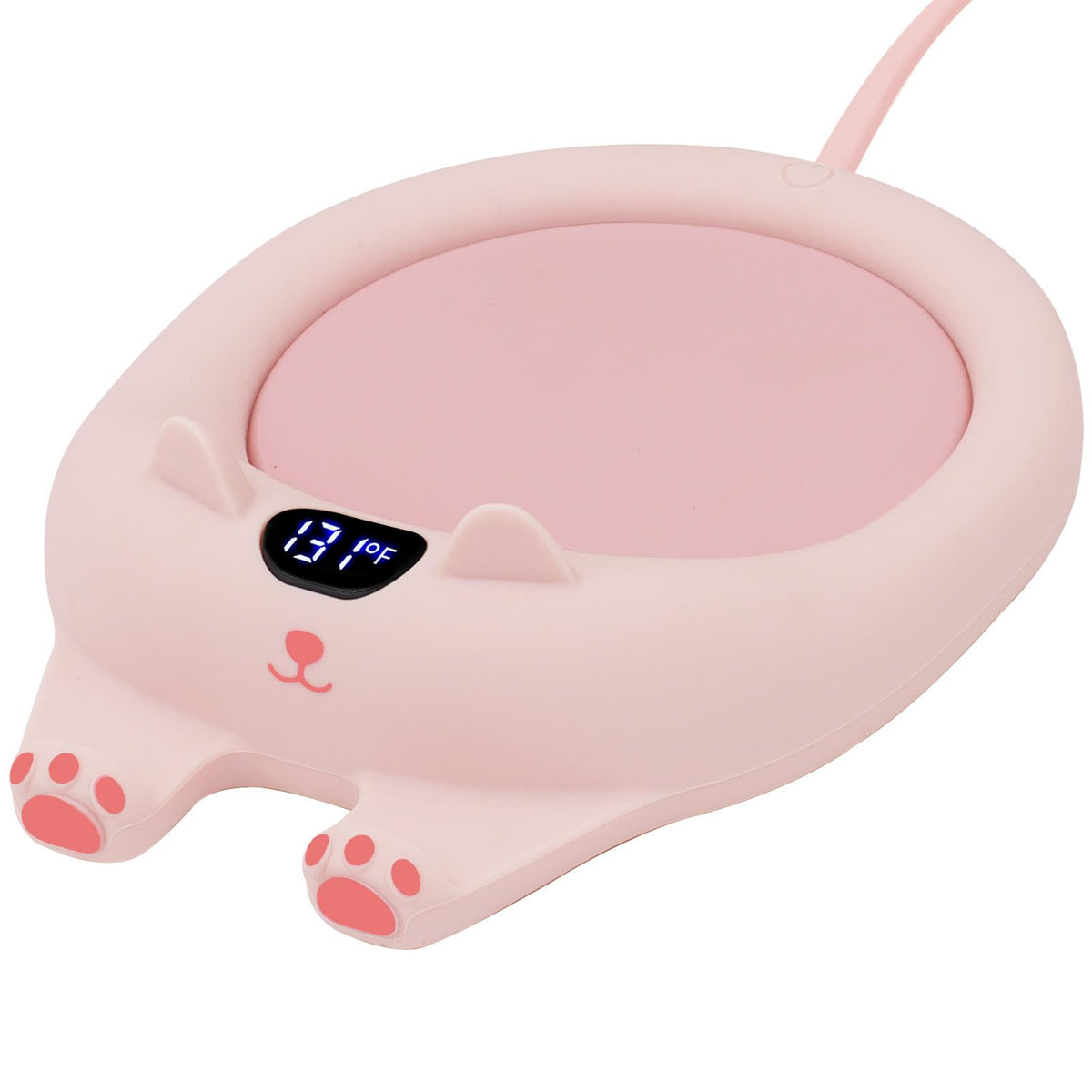 PUSEE mug warmer front view keeping coffee warm at the desk
