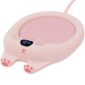 PUSEE mug warmer front view keeping coffee warm at the desk